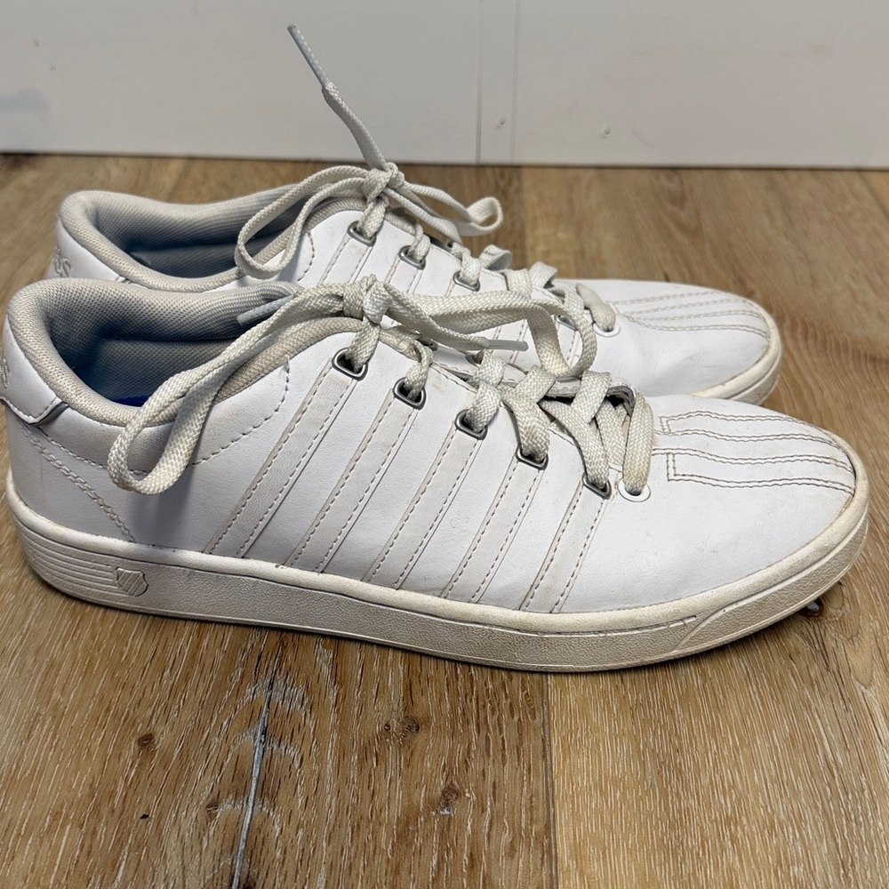 K-Swiss White Leather Sneakers Women’s 7 Classic Court Lace Up Shoes - Picture 6 of 10
